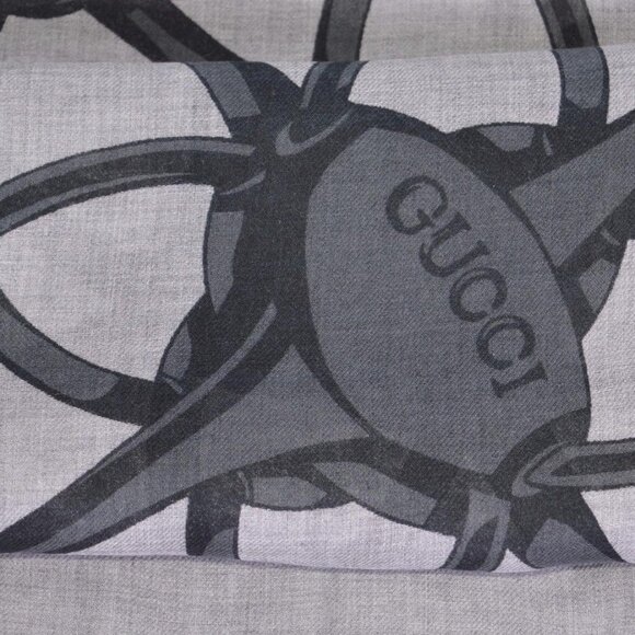 NWT GUCCI WOOL MODAL HORSEBIT LOGO PATTERN SCARF WRAP - Picture 4 of 9